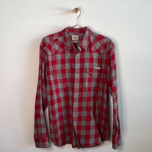 Lucky Brand Red Plaid Long Sleeve Button Up - Mens Large